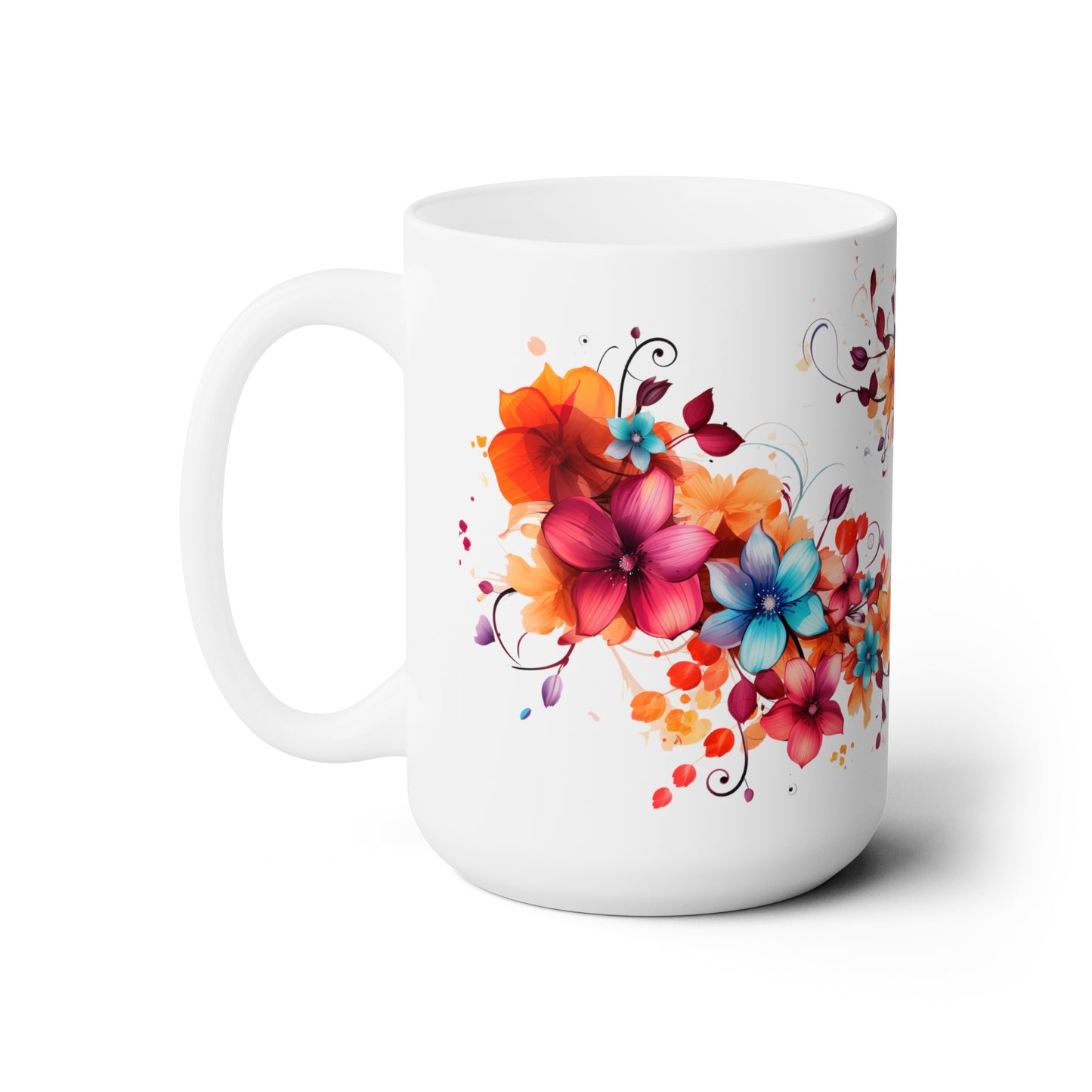 23. Flowers Mug White 15oz