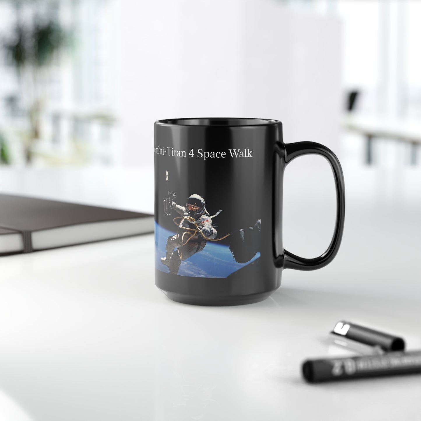 12. Space Walk Mug, Black 15oz