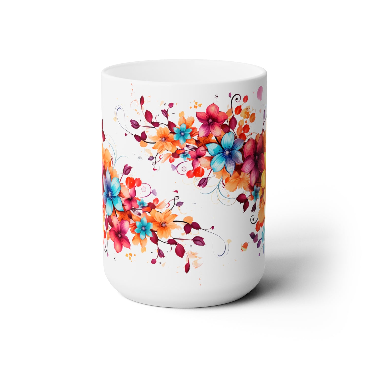 23. Flowers Mug White 15oz