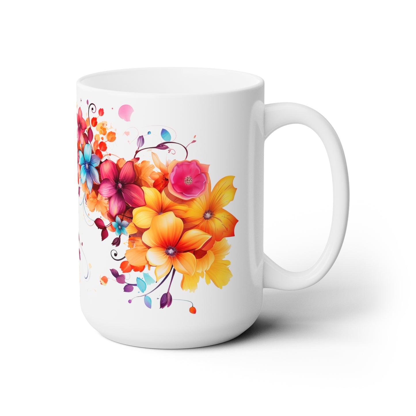 23. Flowers Mug White 15oz